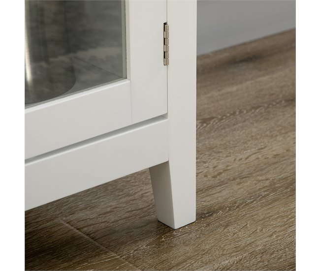 Aparador de Cozinha MDF, Madeira de Melamina e Vidro HOMCOM 120 Branco
