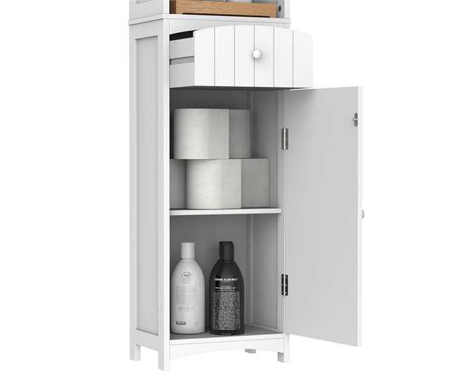 Armário Polivalente MDF HOMCOM, casa - casa de banho 34 Branco
