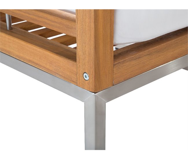 Beliani Conjunto lounge Madeira de acácia BERMUDA Branco/ Bege