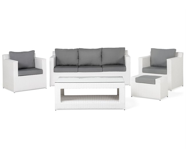 Beliani Conjunto lounge Ratan sintético ROMA Branco