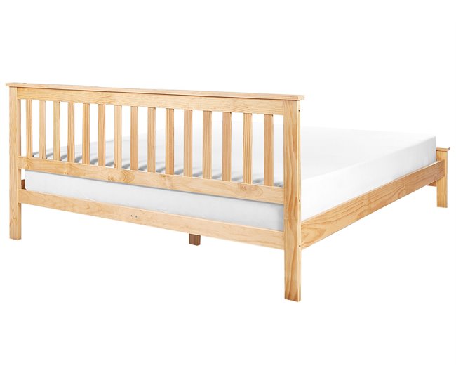 Beliani Cama com estrado Pinho MAYENNE 189x208 Castanho