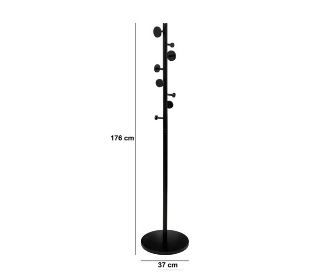 Cabide em pé para corredor circular 8 cabides estilo industrial Preto