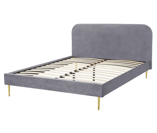 Beliani Cama com estrado Veludo FLAYAT 173x215 Amarelo