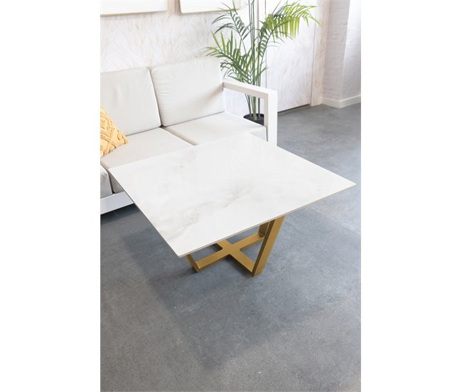 Mesa de centro com efeito mármore EXCALIBUR Branco