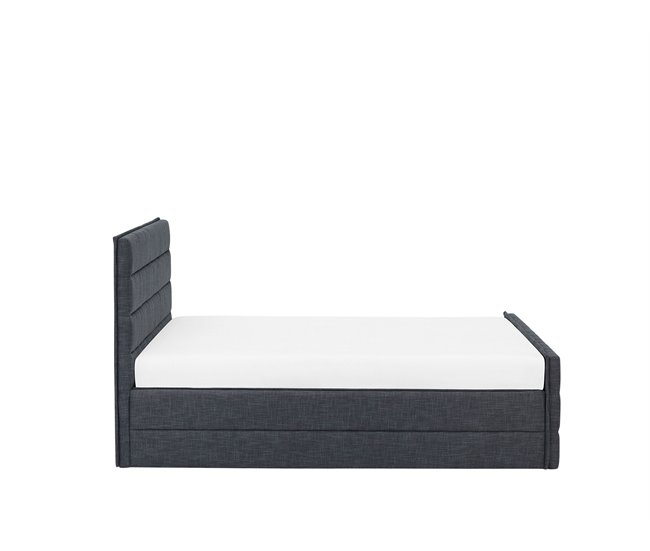 Beliani Cama com estrado Poliéster VALBONNE 216x191 Cinza Escuro