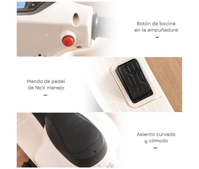 Mota Elétrica Crianças PP e Metal HOMCOM Branco