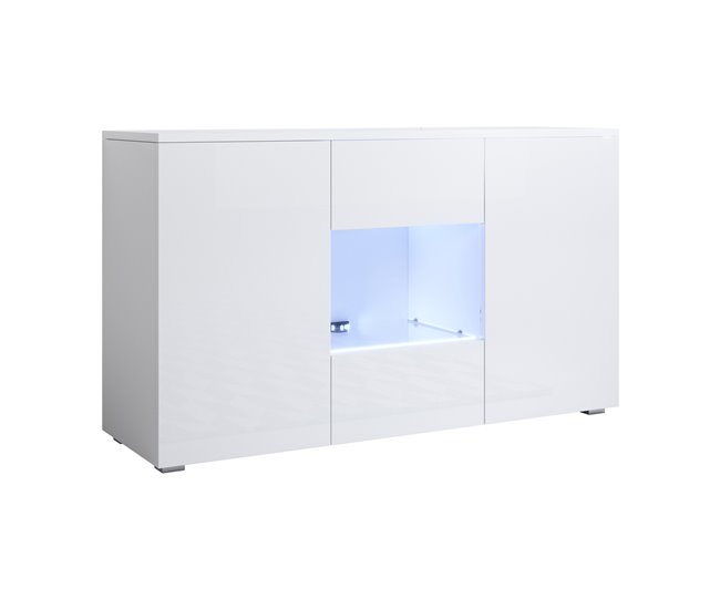 Aparador Sala de estar e jantar 3 portas LED Luke A2 120 Branco