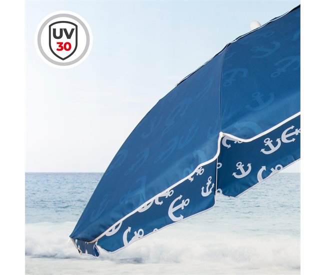 Aktive Guarda-sol de praia à prova de vento 8 varas Azul