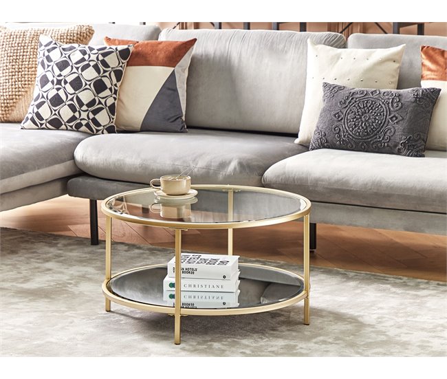 Beliani Mesa de centro BIRNEY 70x70 Dourado