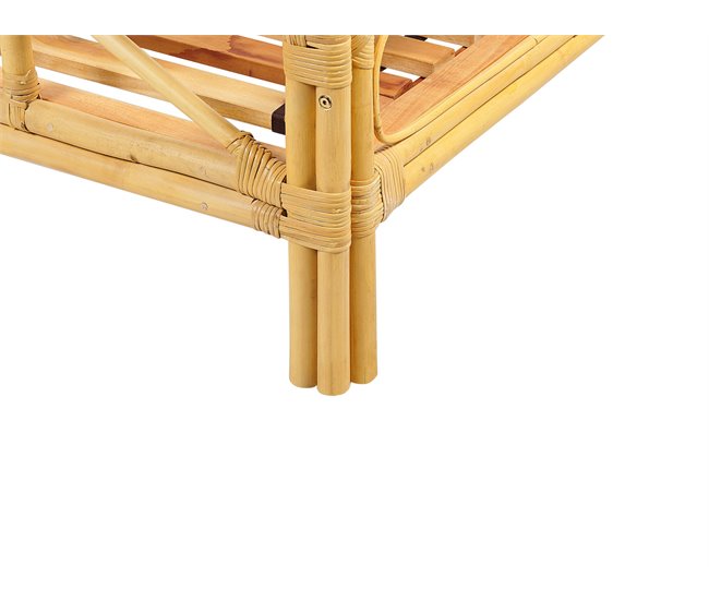 Beliani Cama com estrado Rattan/vime DOMEYROT 147x207 Castanho