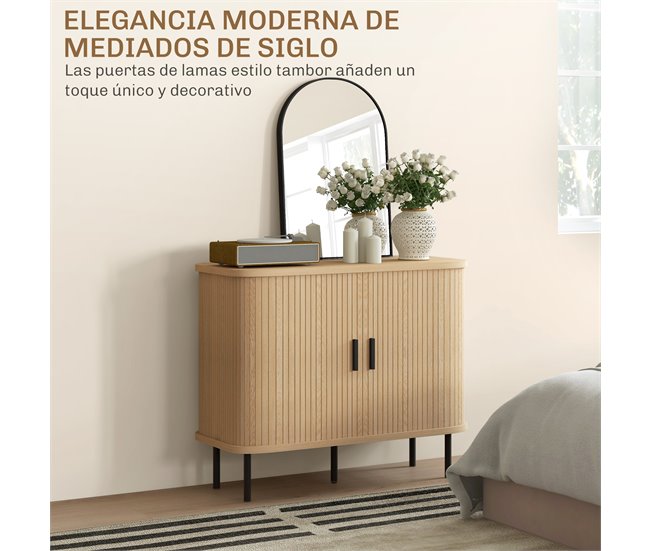 Aparador MDF, melamina de madeira, aço HOMCOM Castanho