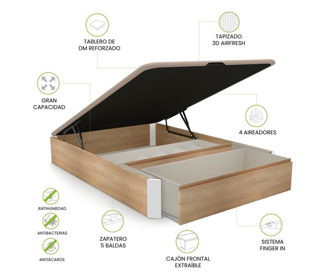 Sommier rebatível luxo S-Max 3D 135x190 Natural/ Branco