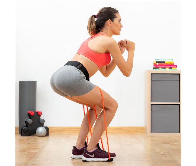 Cinto com Elásticos de Resistência para Glúteos e Guia de Exercícios Laranja