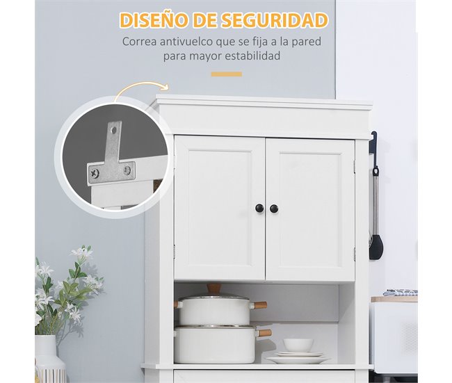 Armário de Cozinha Melamina de Madeira e MDF HOMCOM Branco