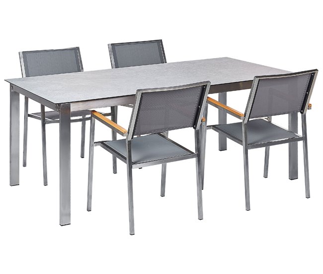 Beliani Conjunto de refeição COSOLETO/GROSSETO Branco
