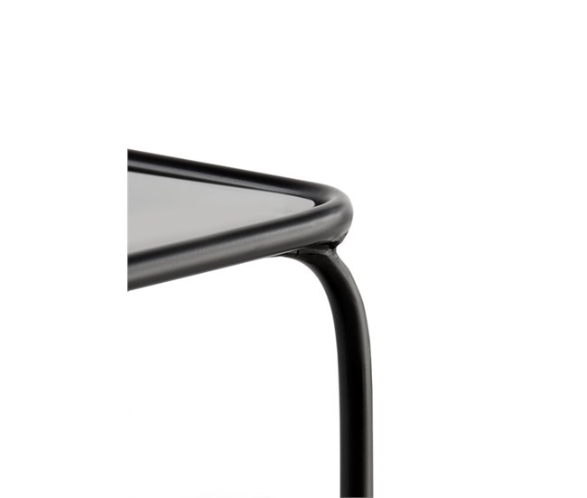 Console de metal com tampo de vidro Preto