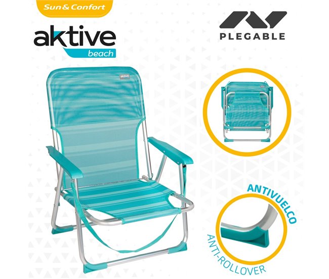 Cadeira dobrável fixa em alumínio Aktive Beach - mediterraneo Azul