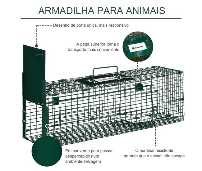 Armadilha para Animais Vivos Aço Outsunny Verde