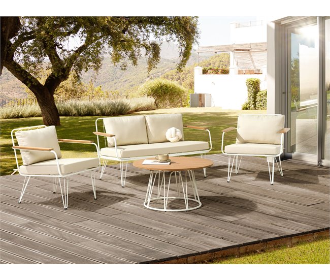 Beliani Conjunto lounge Aço MONTESILVANO Bege