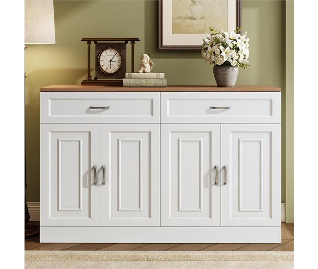 Aparador com 4 portas e 2 gavetas Branco