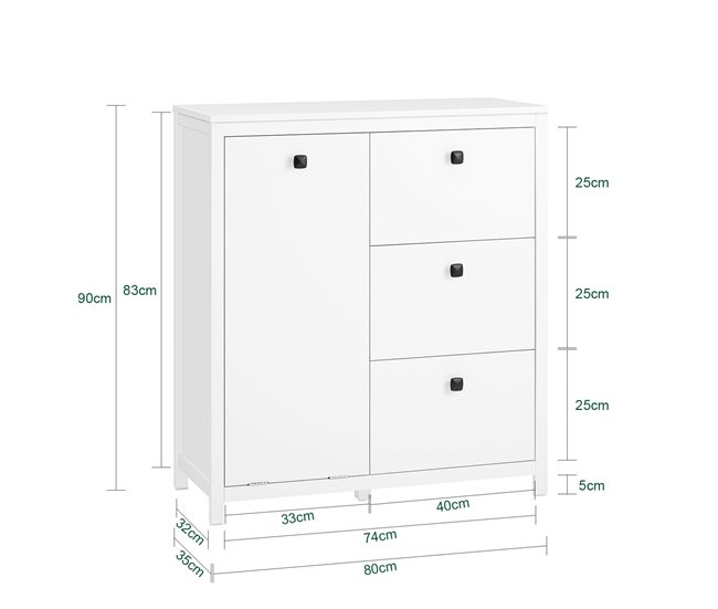 Armário de casa de banho BZR97 SoBuy PT 90 Branco