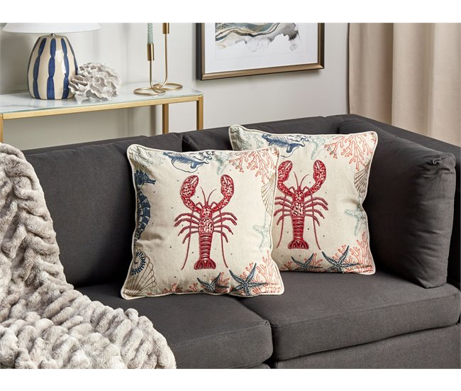 Beliani Almofada decorativa KELP Bege