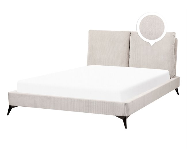 Beliani Cama com estrado Bombazine MELLE 155x240 Bege