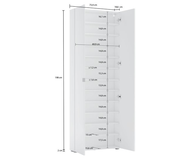 Armário multiuso com 2 portas com efeito madeira 73 Branco