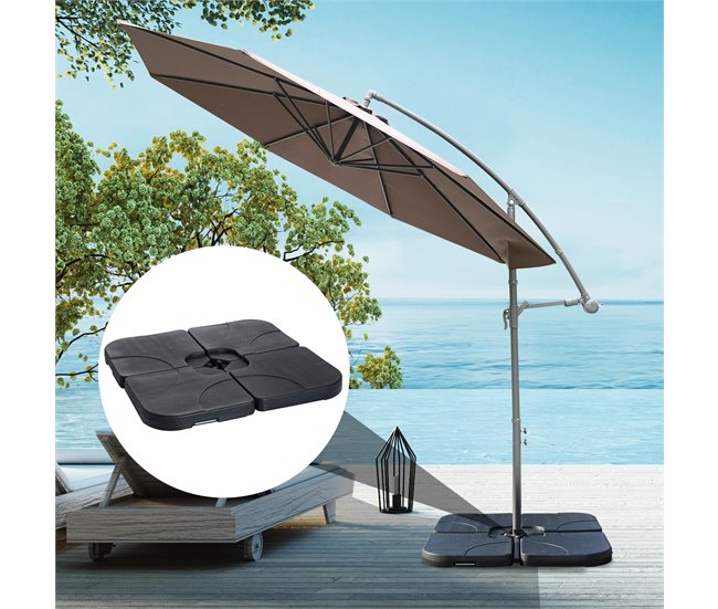 Base para Chapéu de Sol de 4 Peças HDPE Outsunny 50x50 Preto