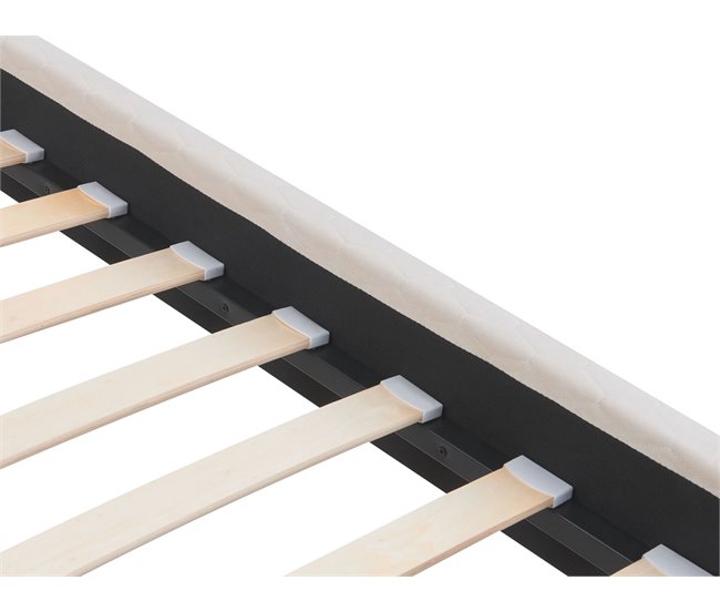 Beliani Cama com estrado Veludo BAYONNE 151x212 Branco/ Bege