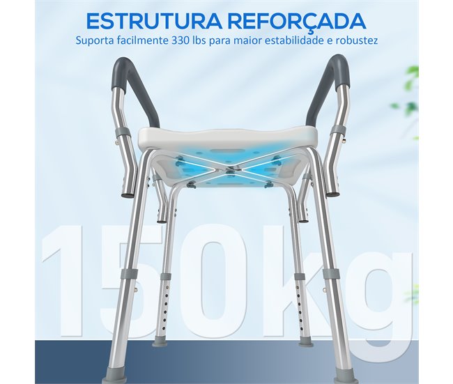 Banco de Duche Alumínio, HDPE e EVA HOMCOM, casa - casa de banho Cinza