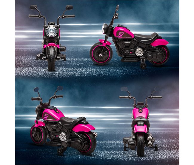 Motocicleta Elétrica Infantil PP, Metal HOMCOM Rosa