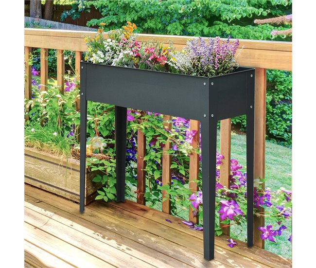 Floreira Metal Outsunny, varanda e jardim - jardinagem Cinza