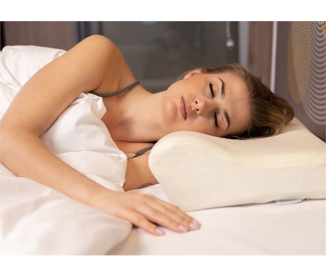 Almofada Ergonômica e Cervical de Luxo de Espuma de Memória Branco/ Bege