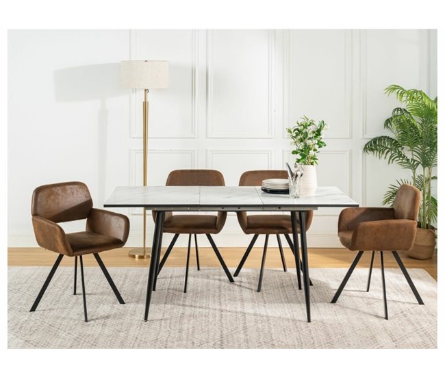 Conjunto de mesa e 4 cadeirões vintage Branco