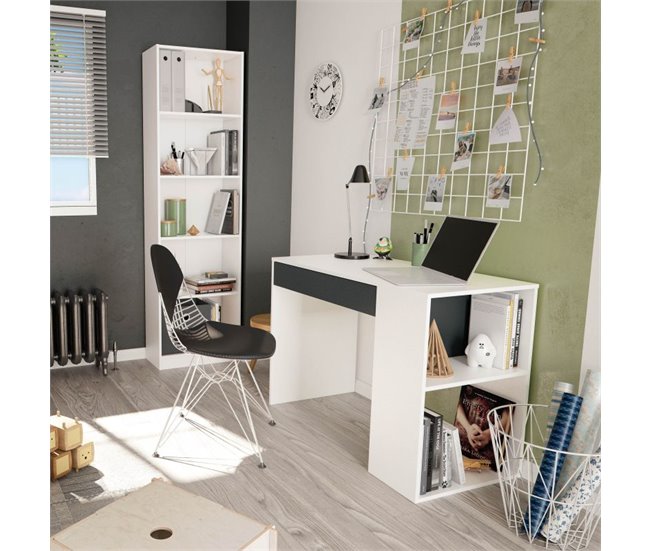 Mesa de Escritório Masster Branco/cinza