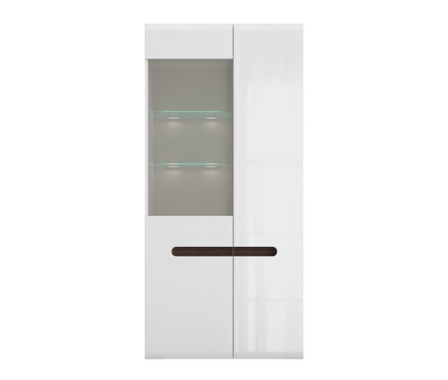 Armário de porcelana de 2 portas com LED Darrel Branco