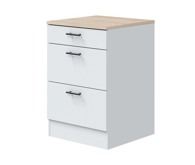 Módulo Base de Cozinha Moderna Kira Branco/ Madeira