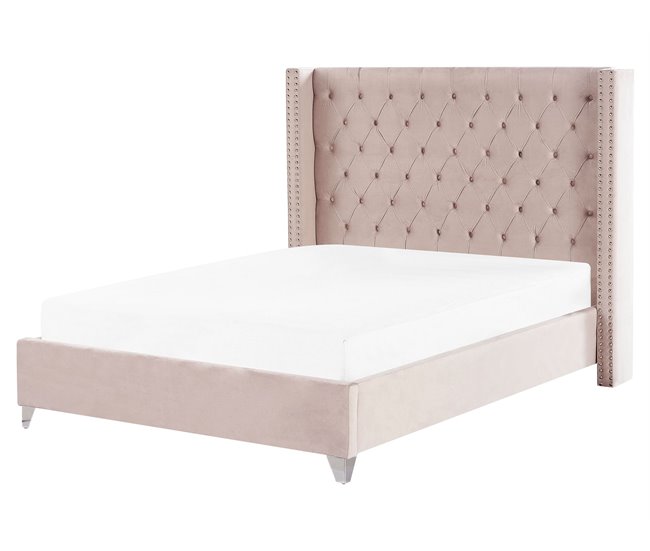 Beliani Cama Terciopelo LUBBON 189x215 Cinza