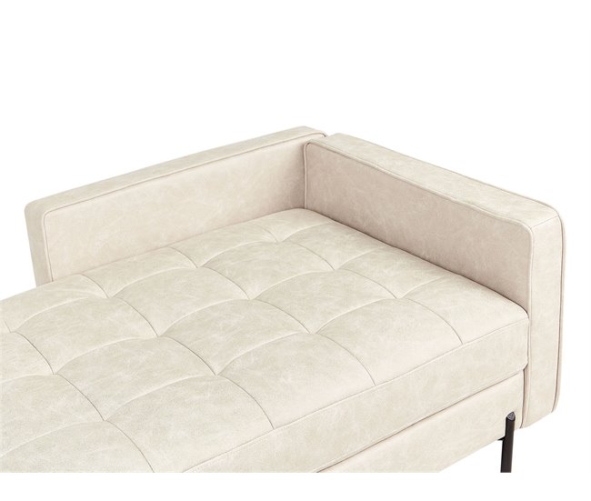 Beliani Chaise longue à direita Pele sintética REBAIS Bege