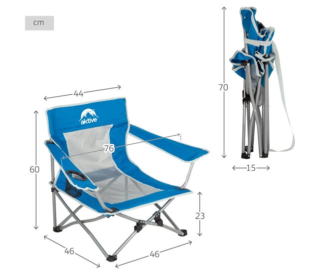 Aktive Cadeira de acampamento dobrável Azul