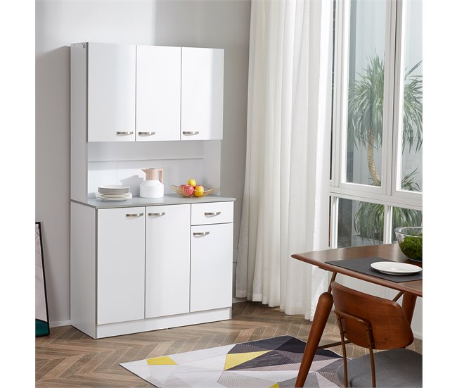 Armário de Cozinha Placa PB, metal HOMCOM, casa - cozinha Branco