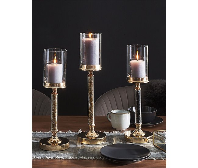 Beliani Candelabro ABBEVILLE Preto/ Dourado