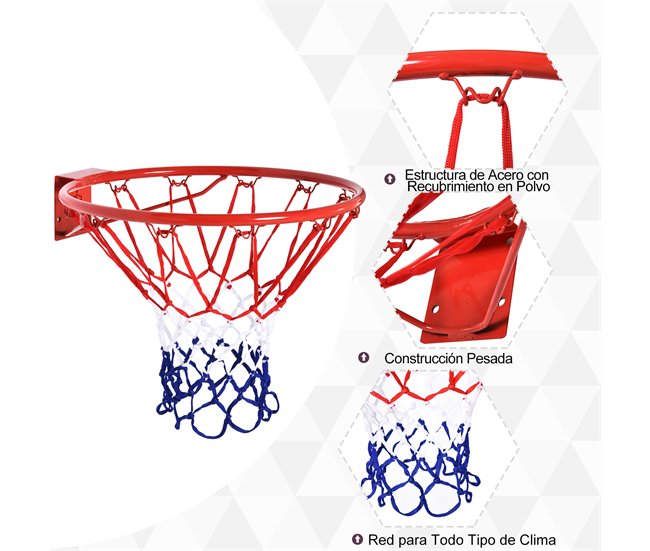 Cesta de Basquetebol Metal e Nylon HOMCOM Multicor