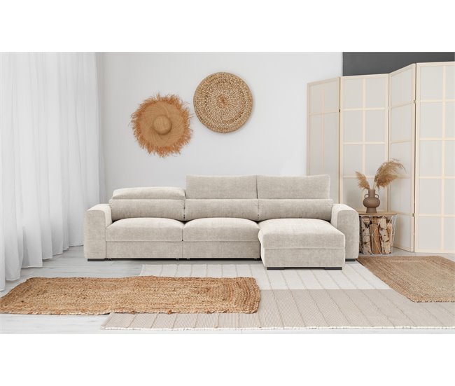 Chaise longue LANDON conversível em cama reversível Bege
