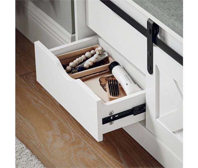 Banco sapateira com porta de celeiro deslizante FSR153-W SoBuy Branco