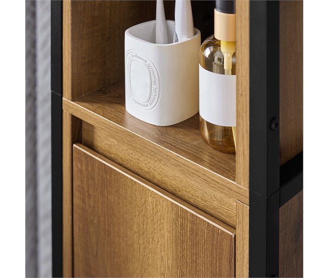 Móvel alto de casa de banho com 3 compartimentos BZR62-PF SoBuy Natural