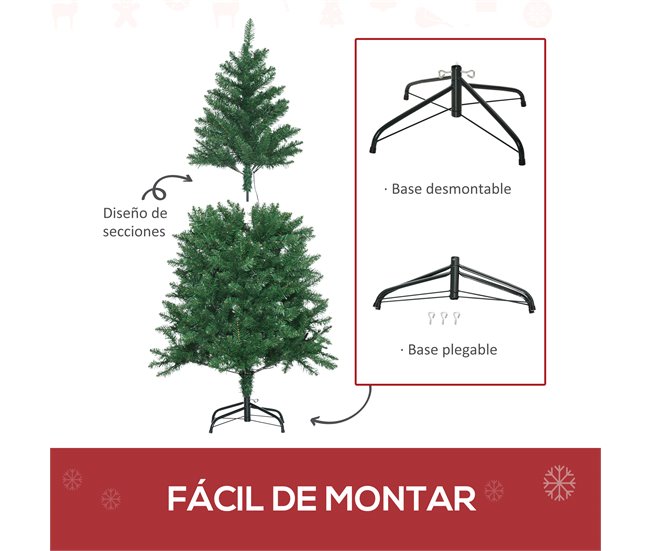 Árvore de Natal Artificial PVC, Metal HOMCOM, casa - natal Verde