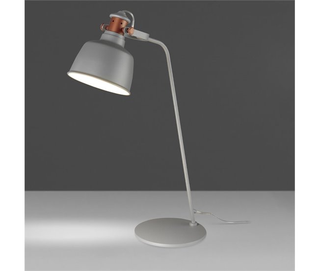 ANGEL CERDA Candeeiro de mesa em aço cinzento e pormenores em bronze Cinza