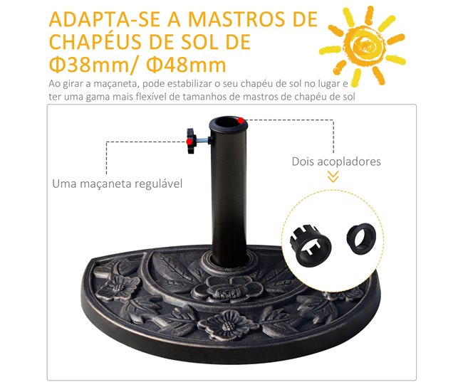 Base Chapéu de Sol Resina e Aço Outsunny Estampado
